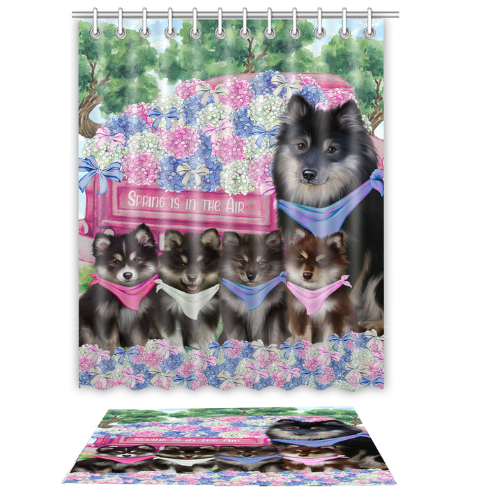 Finnish Lapphund Shower Curtain & Bath Mat Set - Explore a Variety of Custom Designs - Personalized Curtains with hooks and Rug for Bathroom Decor - Dog Gift for Pet Lovers