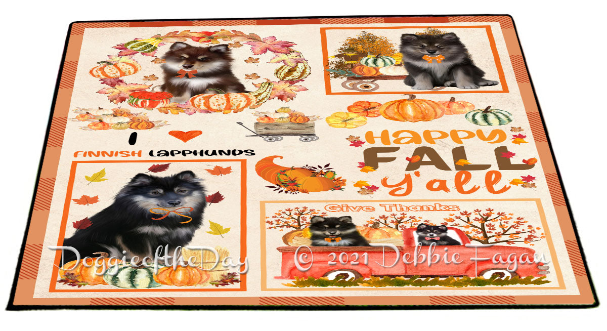 Happy Fall Y'all Pumpkin Finnish Lapphund Dogs Indoor/Outdoor Welcome Floormat - Premium Quality Washable Anti-Slip Doormat Rug FLMS58630