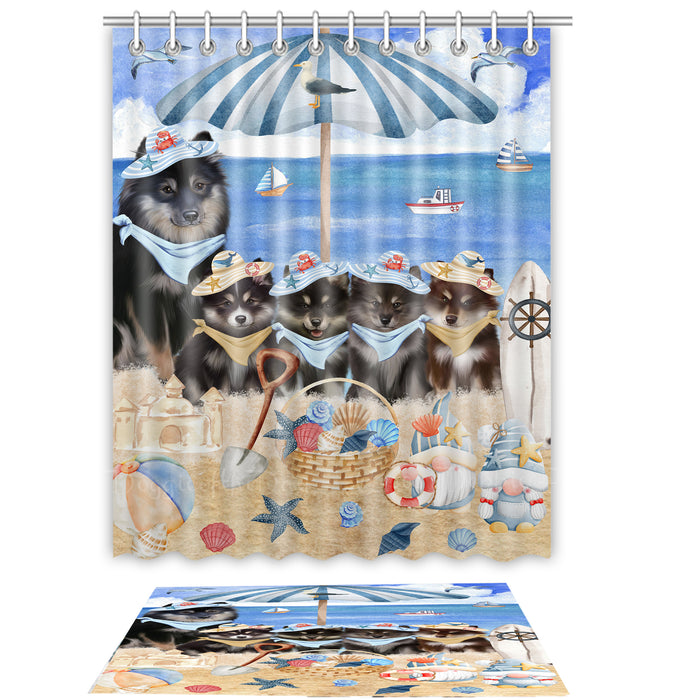 Finnish Lapphund Shower Curtain & Bath Mat Set: Explore a Variety of Designs, Custom, Personalized, Curtains with hooks and Rug Bathroom Decor, Gift for Dog and Pet Lovers
