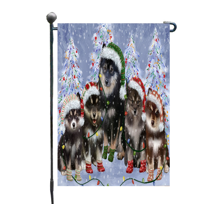 Christmas Lights and Finnish Lapphund Dogs Garden Flags- Outdoor Double Sided Garden Yard Porch Lawn Spring Decorative Vertical Home Flags 12 1/2"w x 18"h