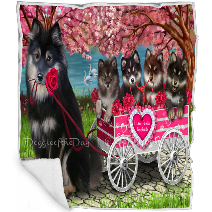 I Love Finnish Lapphund Dogs in a Cart Blanket BLNKT133689