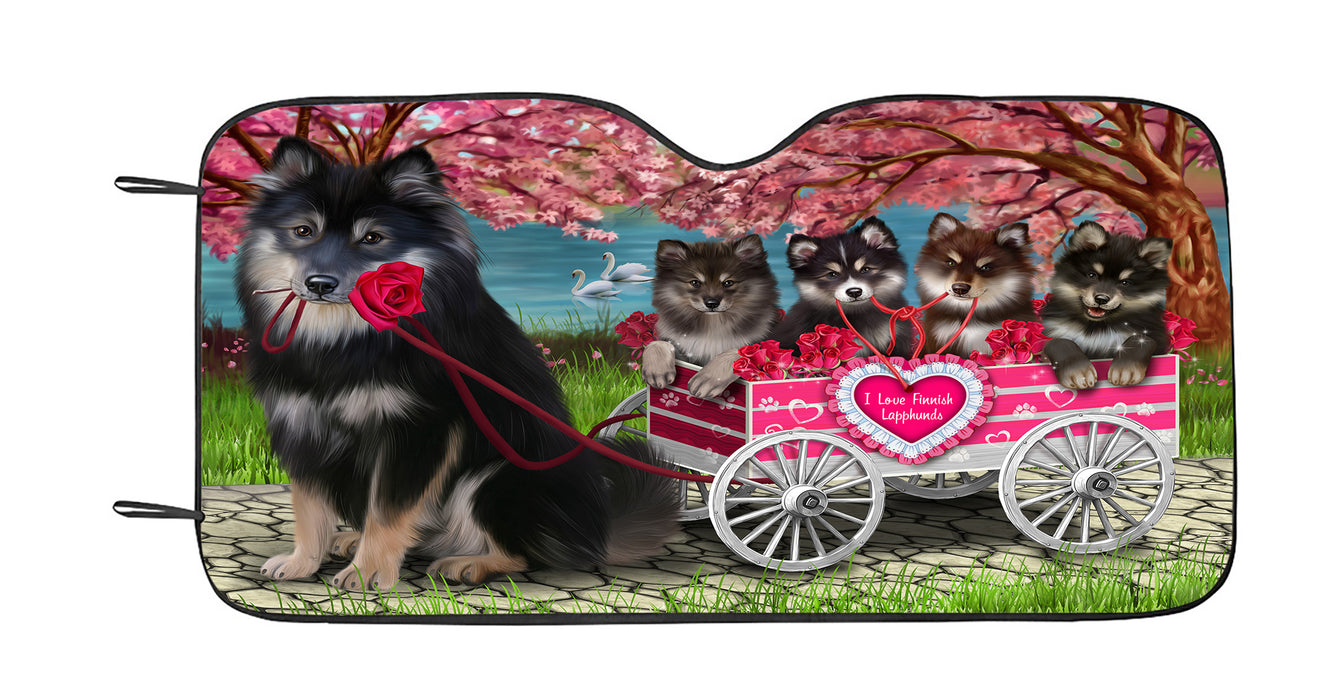I Love Finnish Lapphund Dogs in a Cart Car Sun Shade