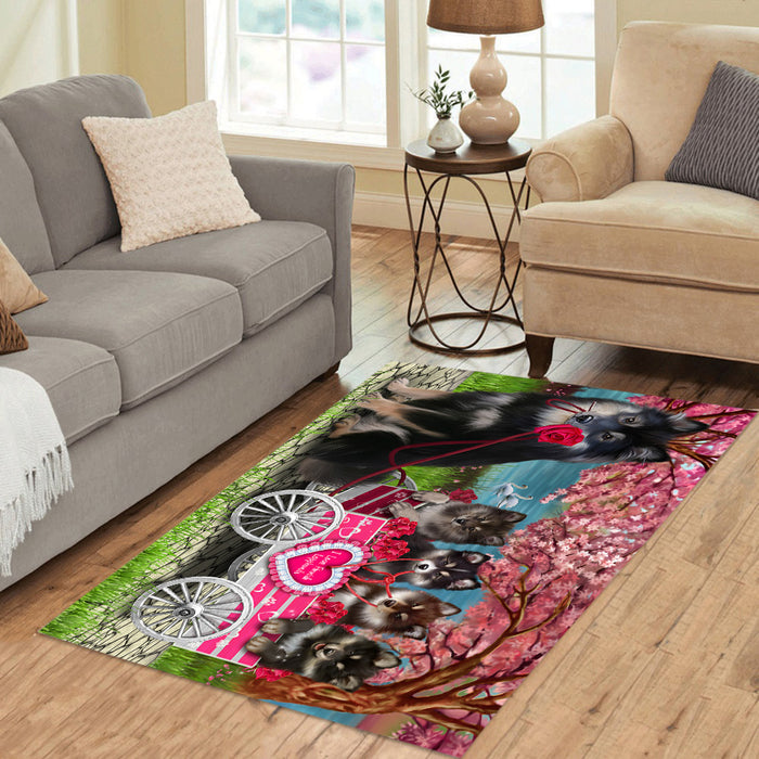 I Love Finnish Lapphund Dogs in a Cart Area Rug