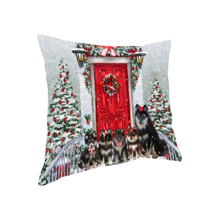 Christmas Holiday Welcome Finnish Lapphund Dogs Pillow with Top Quality High-Resolution Images - Ultra Soft Pet Pillows for Sleeping - Reversible & Comfort - Ideal Gift for Dog Lover - Cushion for Sofa Couch Bed - 100% Polyester