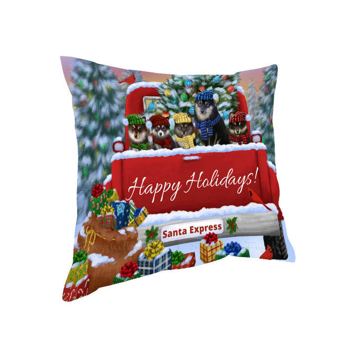 Christmas Red Truck Travlin Home for the Holidays Finnish Lapphund Dogs Pillow with Top Quality High-Resolution Images - Ultra Soft Pet Pillows for Sleeping - Reversible & Comfort - Ideal Gift for Dog Lover - Cushion for Sofa Couch Bed - 100% Polyester