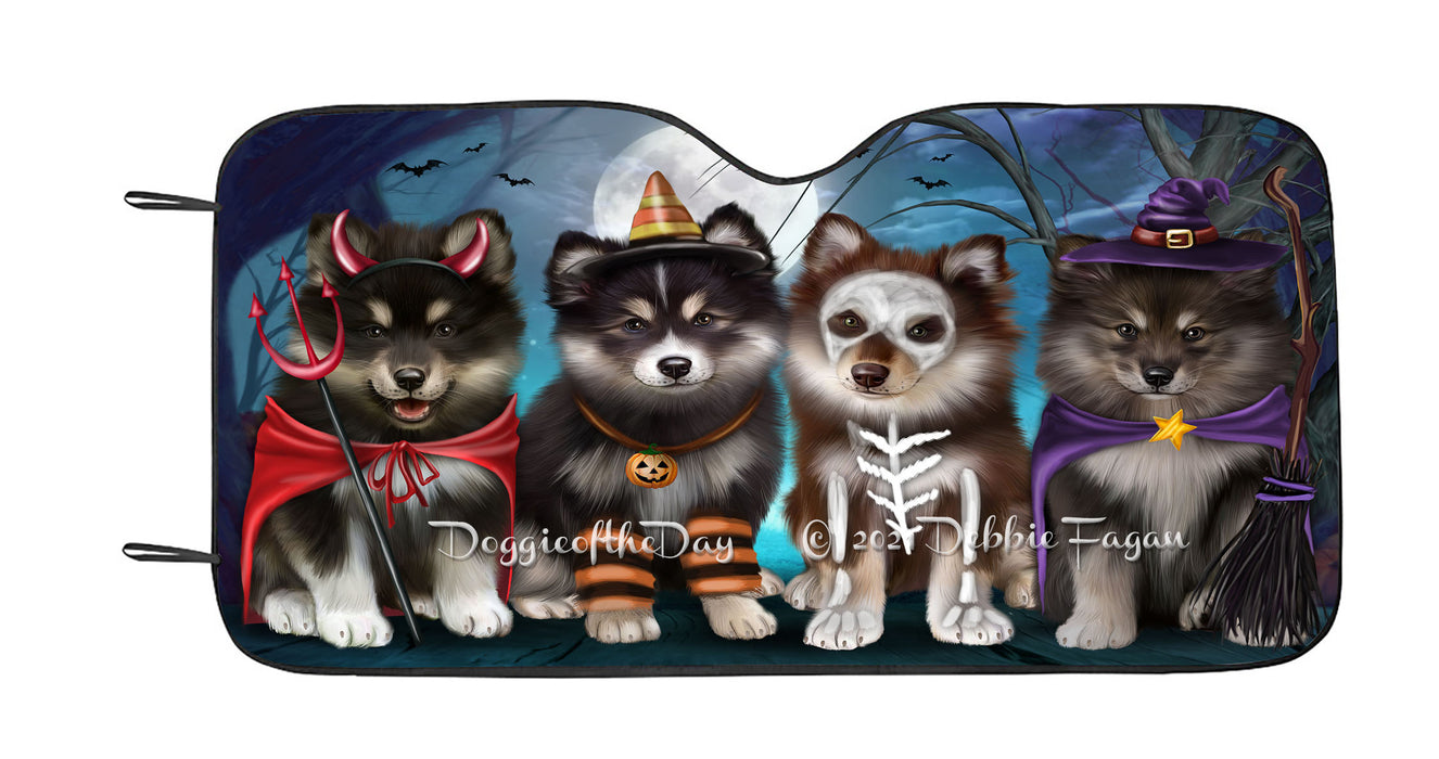 Happy Halloween Trick or Treat Finnish Lapphund Dogs Car Sun Shade Cover Curtain