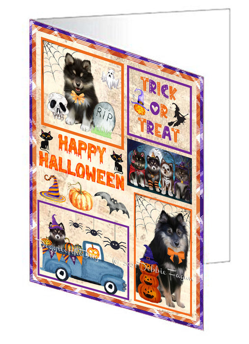 Happy Halloween Trick or Treat Finnish Lapphund Dogs Handmade Artwork Assorted Pets Greeting Cards and Note Cards with Envelopes for All Occasions and Holiday Seasons GCD76493