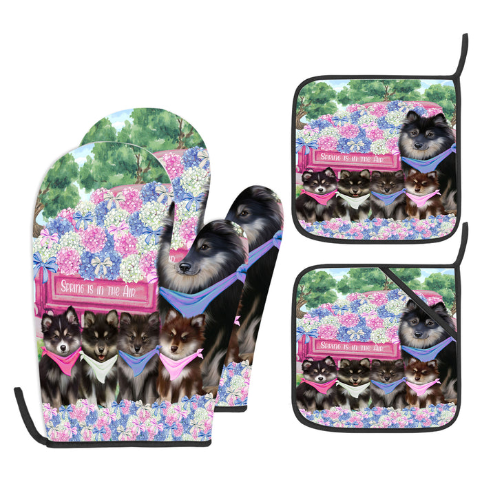 Finnish Lapphund Oven Mitts and Pot Holder Set, Explore a Variety of Personalized Designs, Custom, Kitchen Gloves for Cooking with Potholders, Pet and Dog Gift Lovers