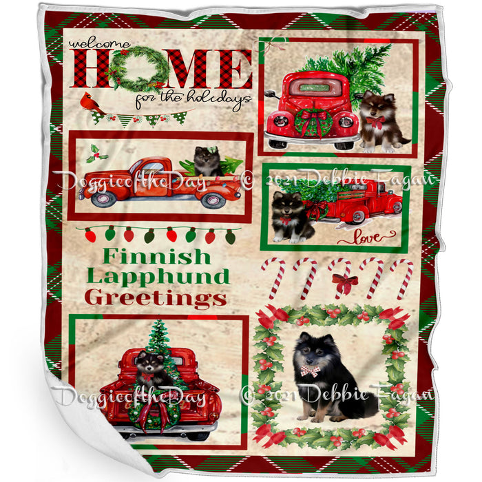 Welcome Home for Christmas Holidays Finnish Lapphund Dogs Blanket BLNKT71971