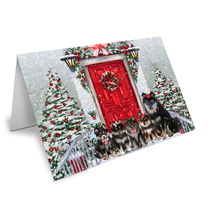 Christmas Holiday Welcome Finnish Lapphund Dog Handmade Artwork Assorted Pets Greeting Cards and Note Cards with Envelopes for All Occasions and Holiday Seasons