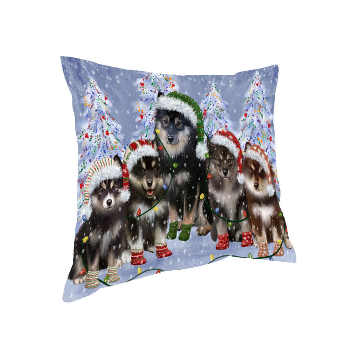 Christmas Lights and Finnish Lapphund Dogs Pillow with Top Quality High-Resolution Images - Ultra Soft Pet Pillows for Sleeping - Reversible & Comfort - Ideal Gift for Dog Lover - Cushion for Sofa Couch Bed - 100% Polyester
