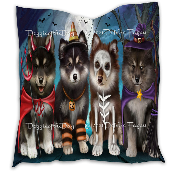Happy Halloween Trick or Treat Finnish Lapphund Dogs Lightweight Soft Bedspread Coverlet Bedding Quilt QUILT60351