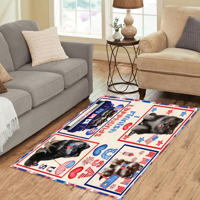 4th of July Independence Day I Love USA Finnish Lapphund Dogs Area Rug - Ultra Soft Cute Pet Printed Unique Style Floor Living Room Carpet Decorative Rug for Indoor Gift for Pet Lovers