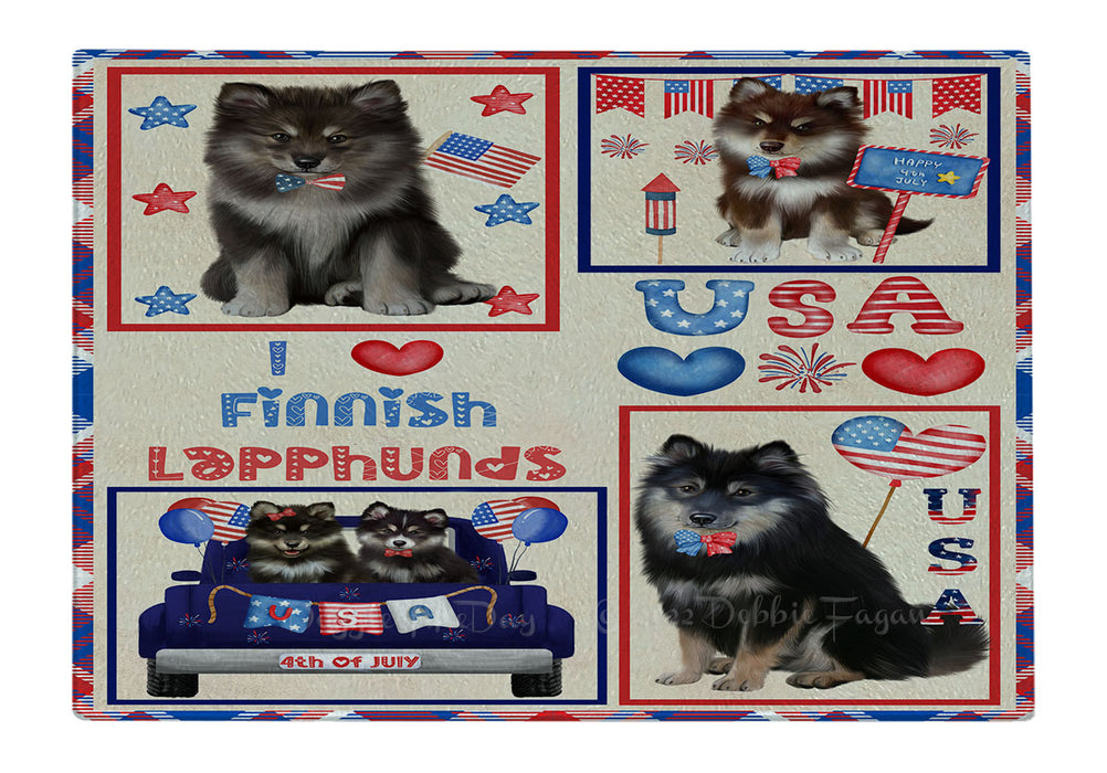 4th of July Independence Day I Love USA Finnish Lapphund Dogs Cutting Board - For Kitchen - Scratch & Stain Resistant - Designed To Stay In Place - Easy To Clean By Hand - Perfect for Chopping Meats, Vegetables