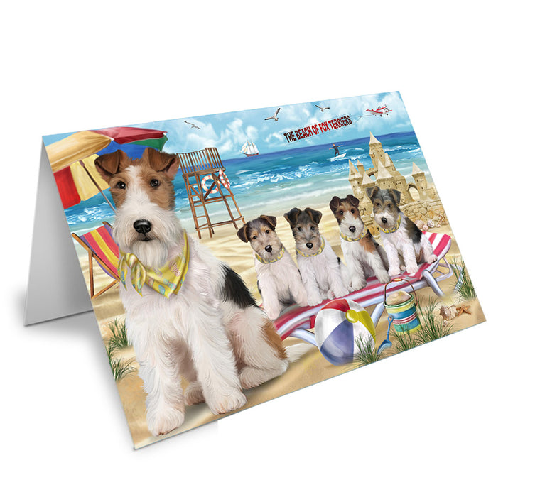 Pet Friendly Beach Fox Terriers Dog Handmade Artwork Assorted Pets Greeting Cards and Note Cards with Envelopes for All Occasions and Holiday Seasons GCD54131