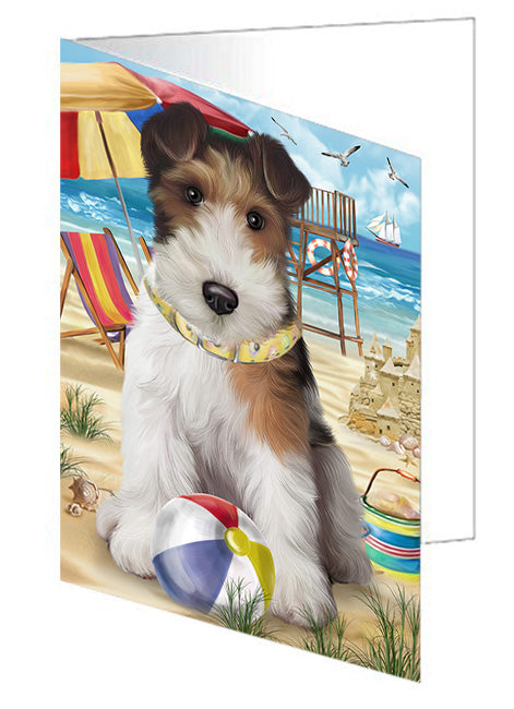 Pet Friendly Beach Fox Terrier Dog Handmade Artwork Assorted Pets Greeting Cards and Note Cards with Envelopes for All Occasions and Holiday Seasons GCD54137