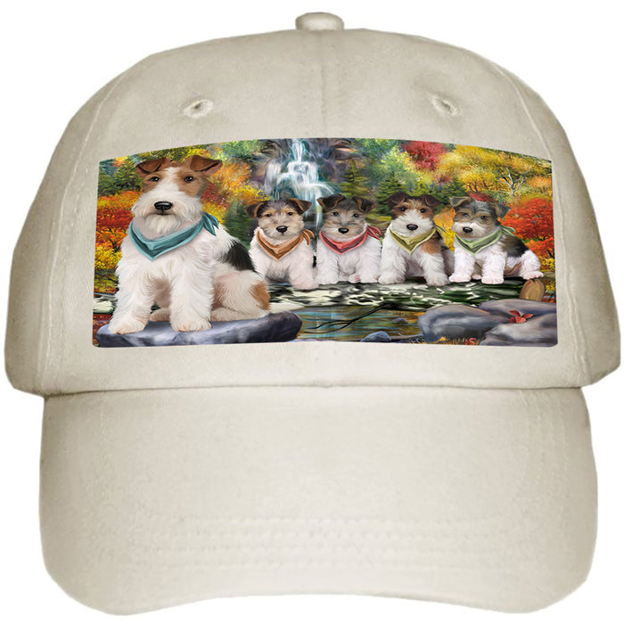 Scenic Waterfall Fox Terriers Dog Ball Hat Cap HAT59385