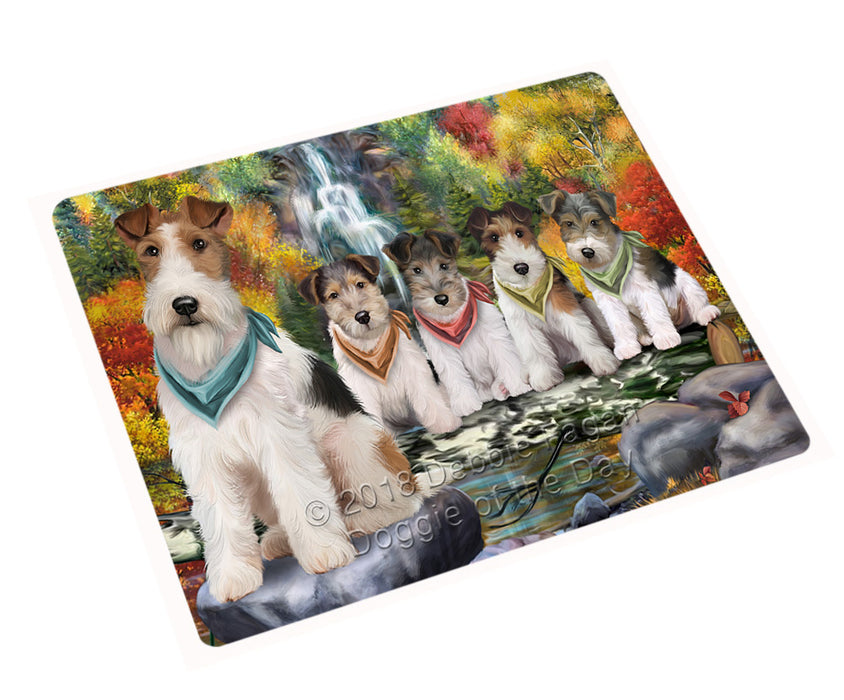 Scenic Waterfall Fox Terriers Dog Magnet Mini (3.5" x 2") MAG59901