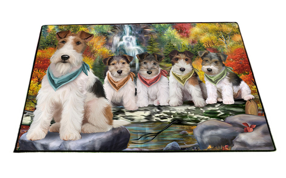 Scenic Waterfall Fox Terriers Dog Floormat FLMS51363