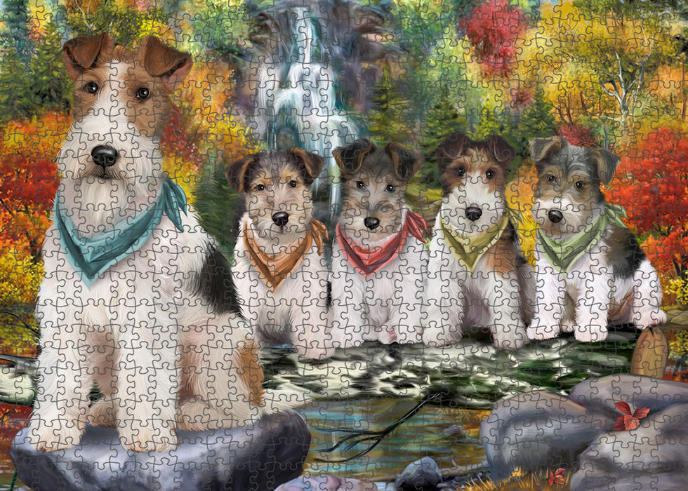Scenic Waterfall Fox Terriers Dog Puzzle with Photo Tin PUZL59739