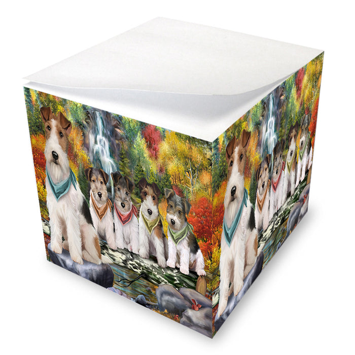 Scenic Waterfall Fox Terriers Dog Note Cube NOC51884