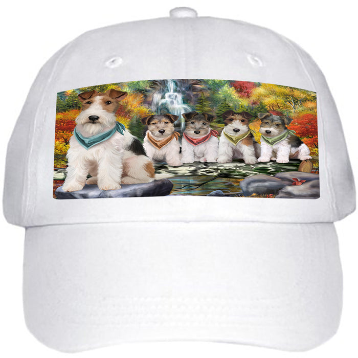 Scenic Waterfall Fox Terriers Dog Ball Hat Cap HAT59385