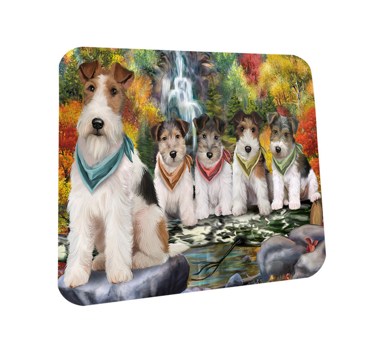 Scenic Waterfall Fox Terriers Dog Coasters Set of 4 CST51843