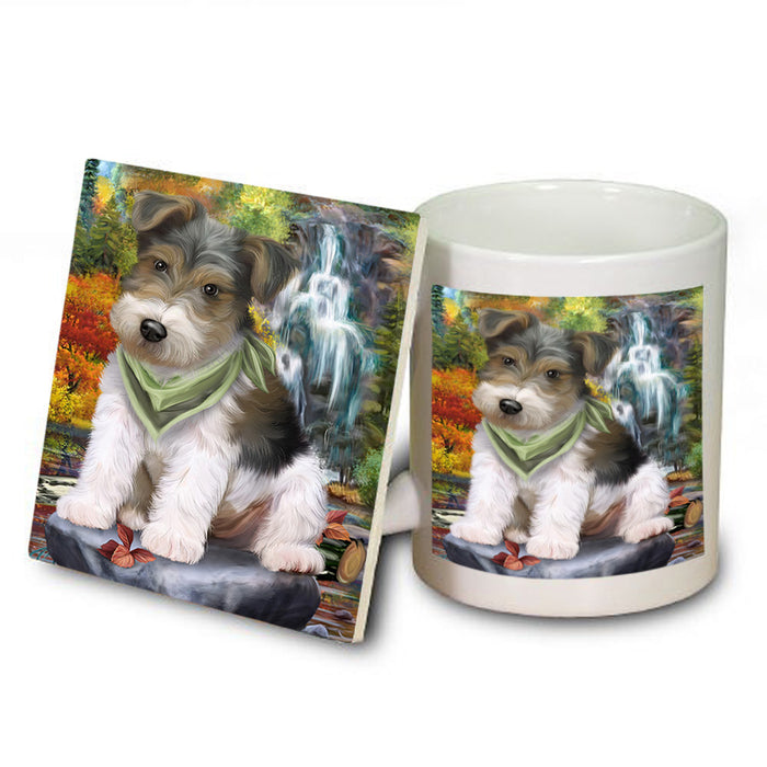 Scenic Waterfall Fox Terrier Dog Mug and Coaster Set MUC51877