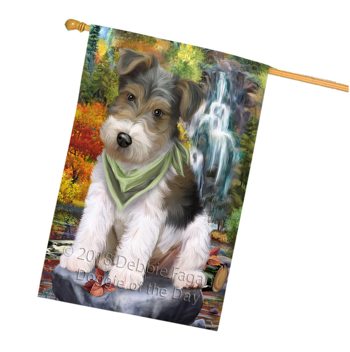 Scenic Waterfall Fox Terrier Dog House Flag FLG52018