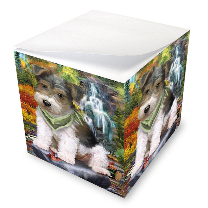 Scenic Waterfall Fox Terrier Dog Note Cube NOC51885