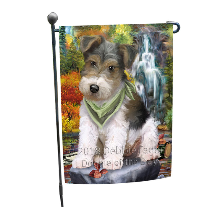 Scenic Waterfall Fox Terrier Dog Garden Flag GFLG51882