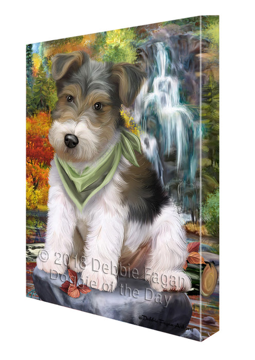 Scenic Waterfall Fox Terrier Dog Canvas Print Wall Art Décor CVS84230
