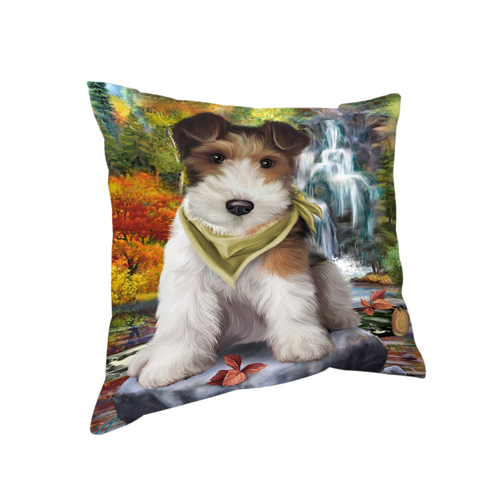 Scenic Waterfall Fox Terrier Dog Pillow PIL63908