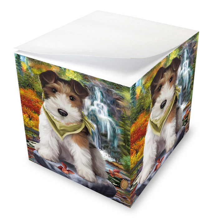 Scenic Waterfall Fox Terrier Dog Note Cube NOC51886