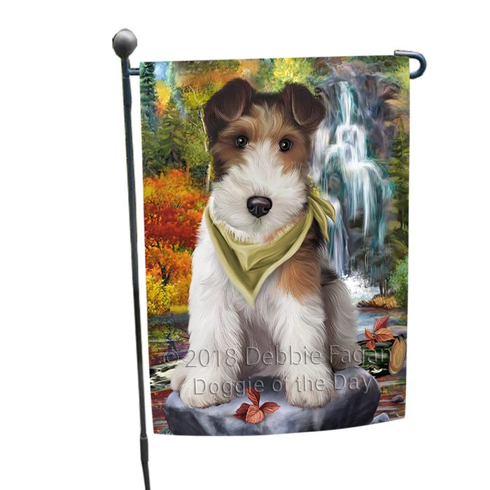 Scenic Waterfall Fox Terrier Dog Garden Flag GFLG51883