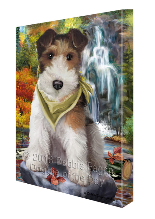 Scenic Waterfall Fox Terrier Dog Canvas Print Wall Art Décor CVS84239