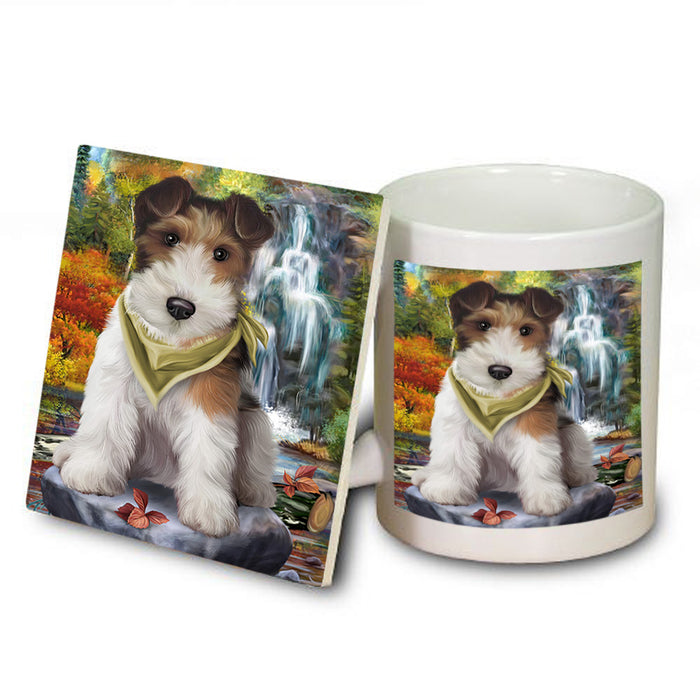 Scenic Waterfall Fox Terrier Dog Mug and Coaster Set MUC51878