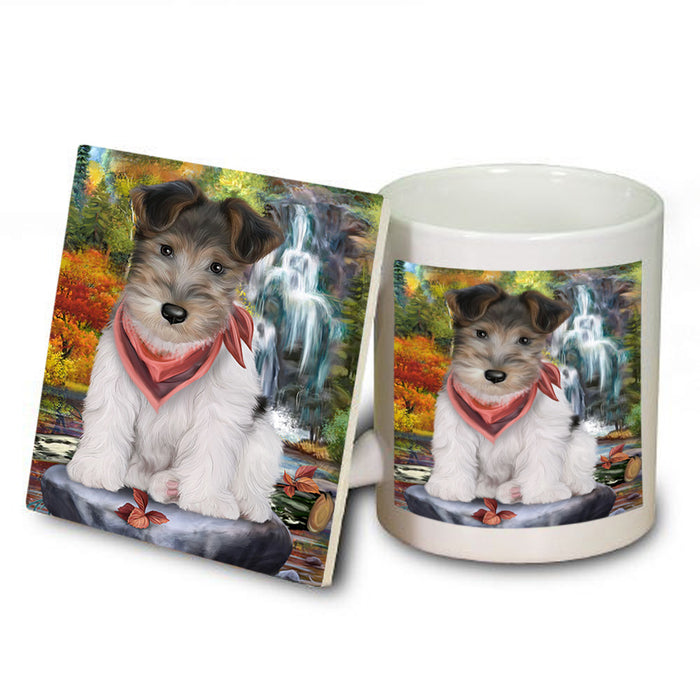 Scenic Waterfall Fox Terrier Dog Mug and Coaster Set MUC51879