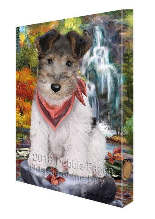 Scenic Waterfall Fox Terrier Dog Canvas Print Wall Art Décor CVS84248