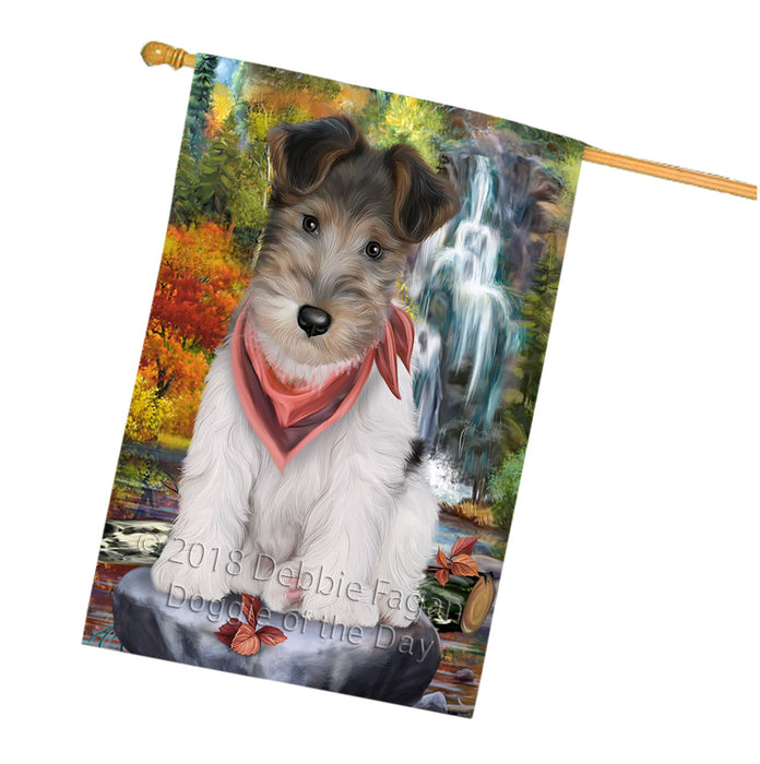 Scenic Waterfall Fox Terrier Dog House Flag FLG52020