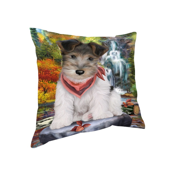 Scenic Waterfall Fox Terrier Dog Pillow PIL63912