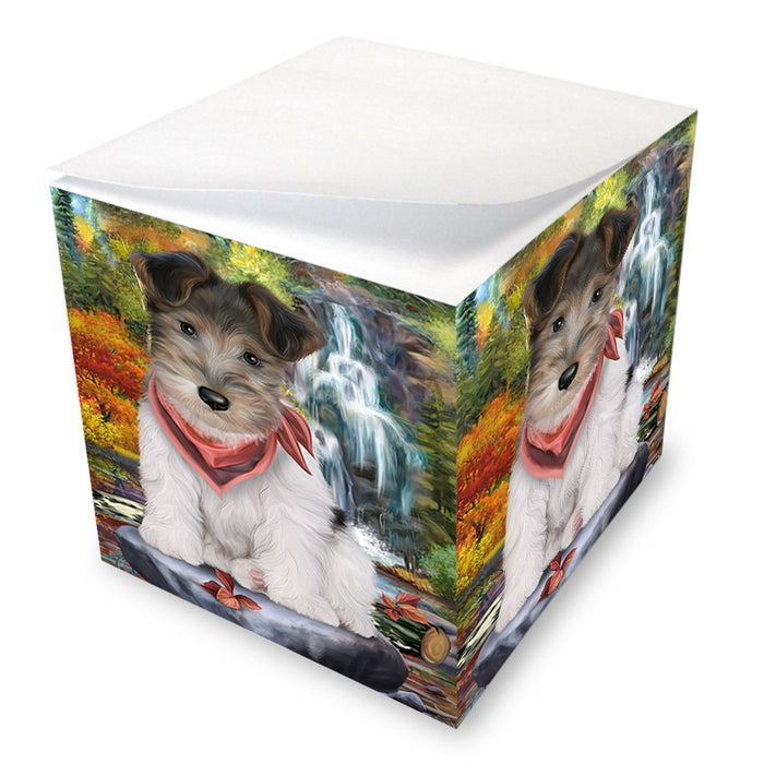 Scenic Waterfall Fox Terrier Dog Note Cube NOC51887