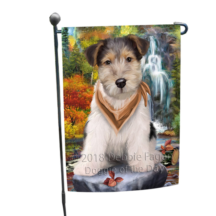 Scenic Waterfall Fox Terrier Dog Garden Flag GFLG51885