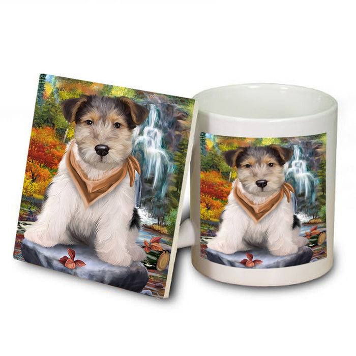 Scenic Waterfall Fox Terrier Dog Mug and Coaster Set MUC51880