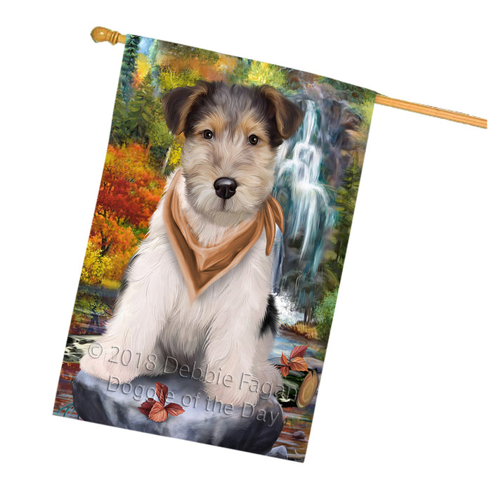 Scenic Waterfall Fox Terrier Dog House Flag FLG52021