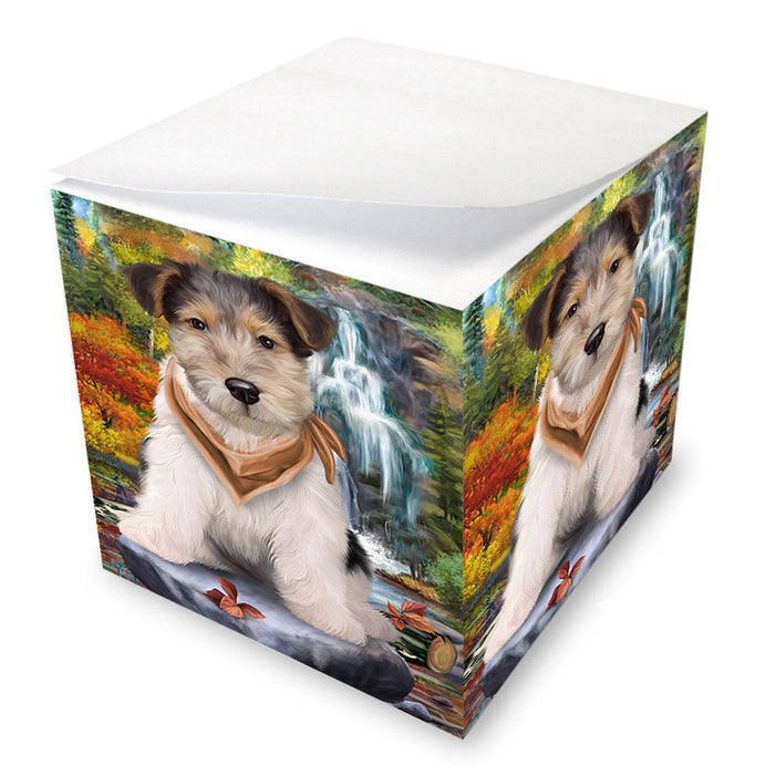 Scenic Waterfall Fox Terrier Dog Note Cube NOC51888