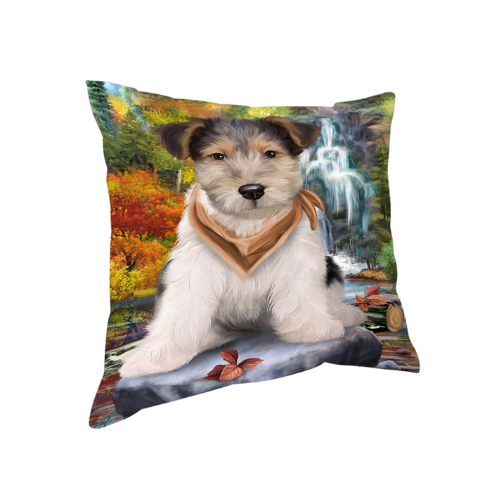 Scenic Waterfall Fox Terrier Dog Pillow PIL63916