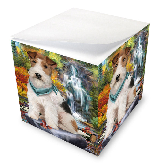 Scenic Waterfall Fox Terrier Dog Note Cube NOC51889
