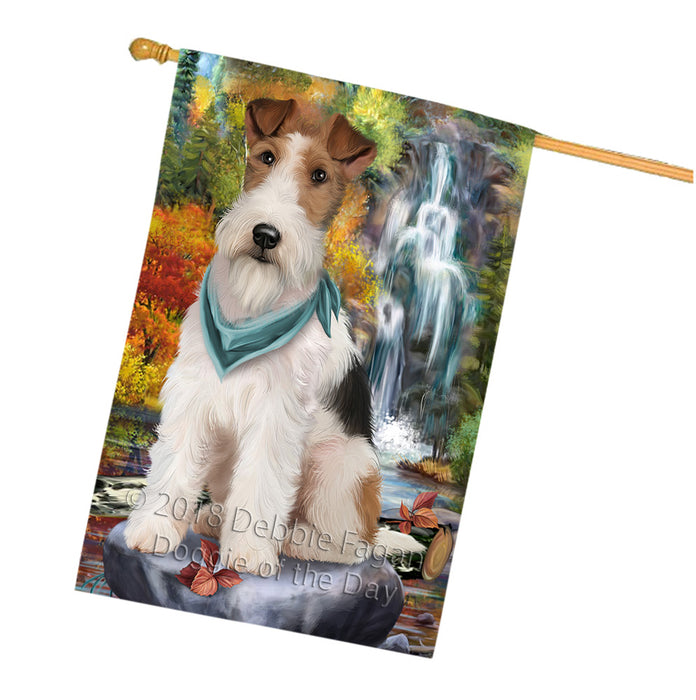 Scenic Waterfall Fox Terrier Dog House Flag FLG52022