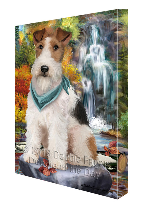 Scenic Waterfall Fox Terrier Dog Canvas Print Wall Art Décor CVS84266